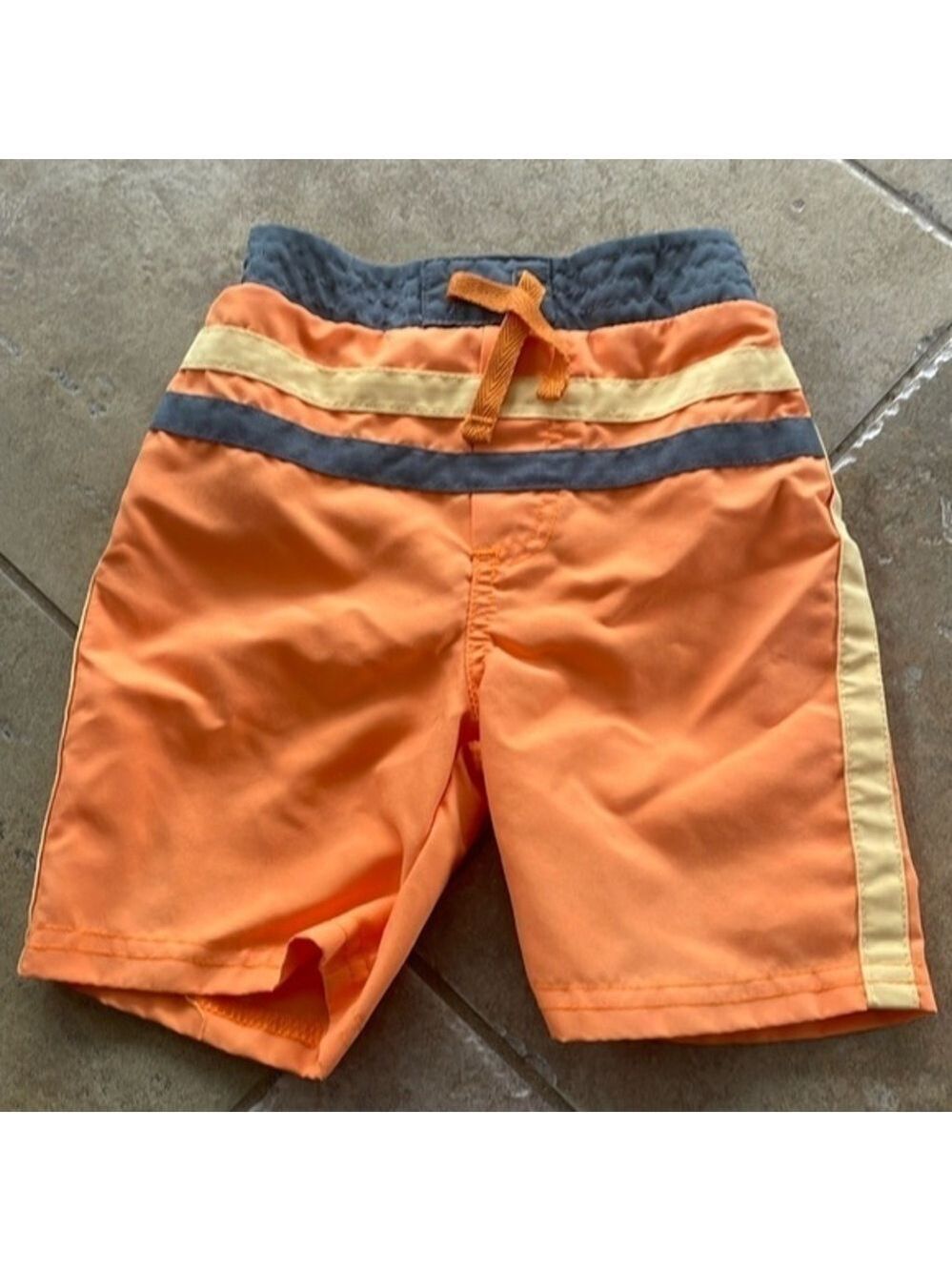Absorba boys swim shorts board shorts orange yellow and grey size 12 months